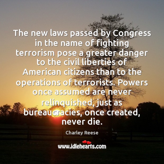 The new laws passed by Congress in the name of fighting terrorism Image