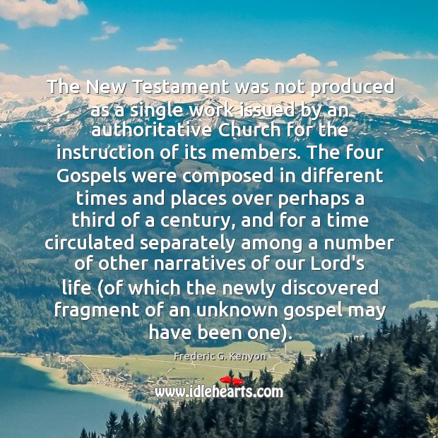 The New Testament was not produced as a single work issued by Image