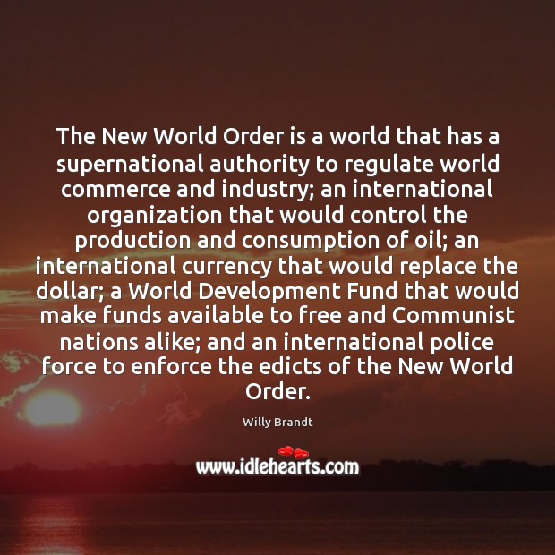 The New World Order is a world that has a supernational authority Image