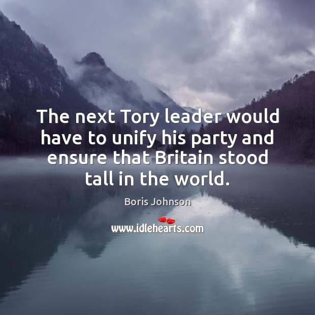 The next Tory leader would have to unify his party and ensure Image