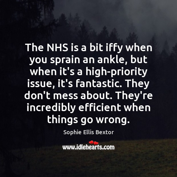 The NHS is a bit iffy when you sprain an ankle, but Sophie Ellis Bextor Picture Quote