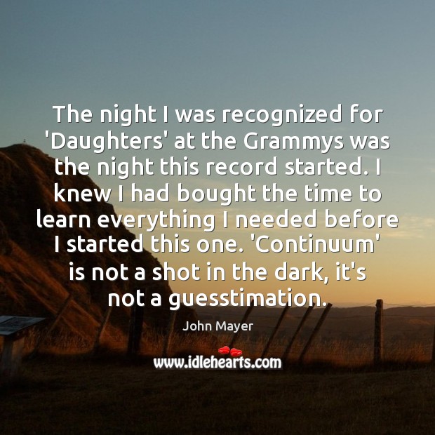 The night I was recognized for ‘Daughters’ at the Grammys was the Image