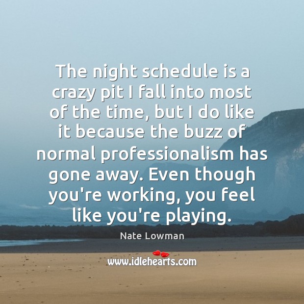 The night schedule is a crazy pit I fall into most of Nate Lowman Picture Quote