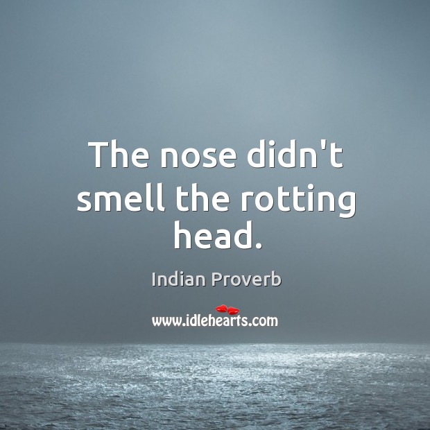 The nose didn’t smell the rotting head. Indian Proverbs Image