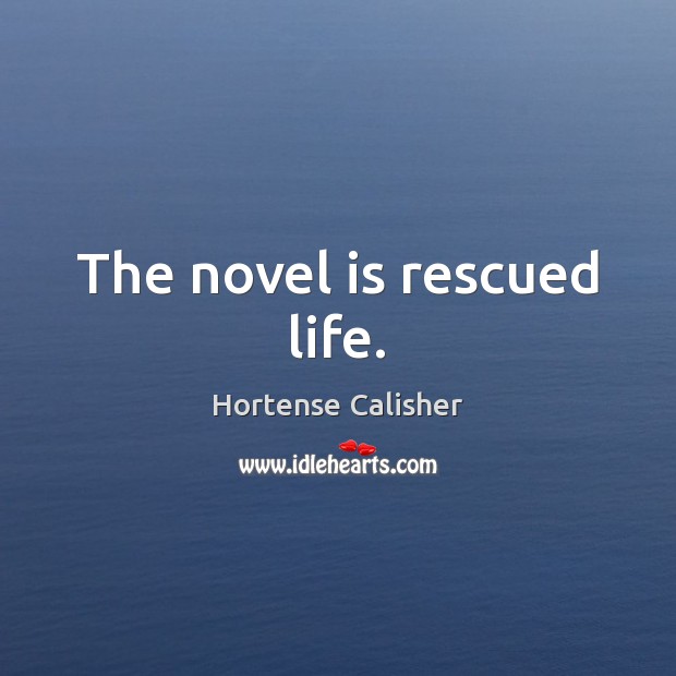 The novel is rescued life. Hortense Calisher Picture Quote