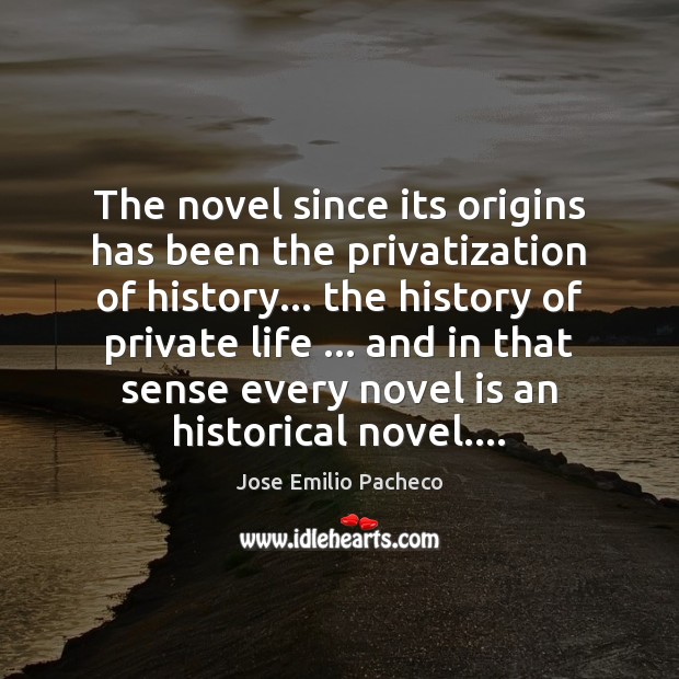 The novel since its origins has been the privatization of history… the Jose Emilio Pacheco Picture Quote