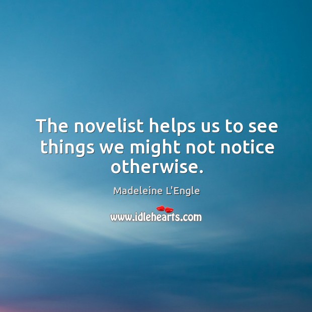 The novelist helps us to see things we might not notice otherwise. Image