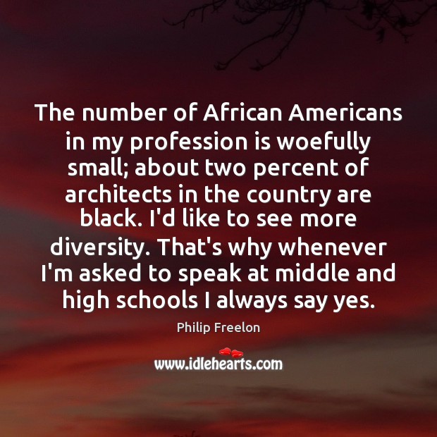 The number of African Americans in my profession is woefully small; about Image