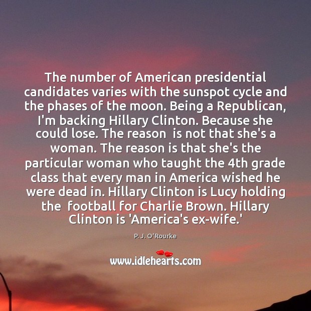 The number of American presidential candidates varies with the sunspot cycle and P. J. O’Rourke Picture Quote