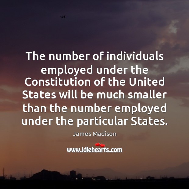 The number of individuals employed under the Constitution of the United States James Madison Picture Quote