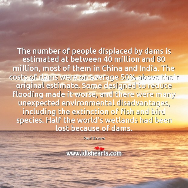 The number of people displaced by dams is estimated at between 40 million Paul Brown Picture Quote