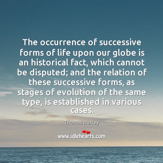 The occurrence of successive forms of life upon our globe is an Image