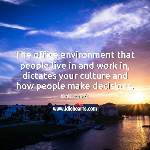 The office environment that people live in and work in, dictates your Keith Rabois Picture Quote