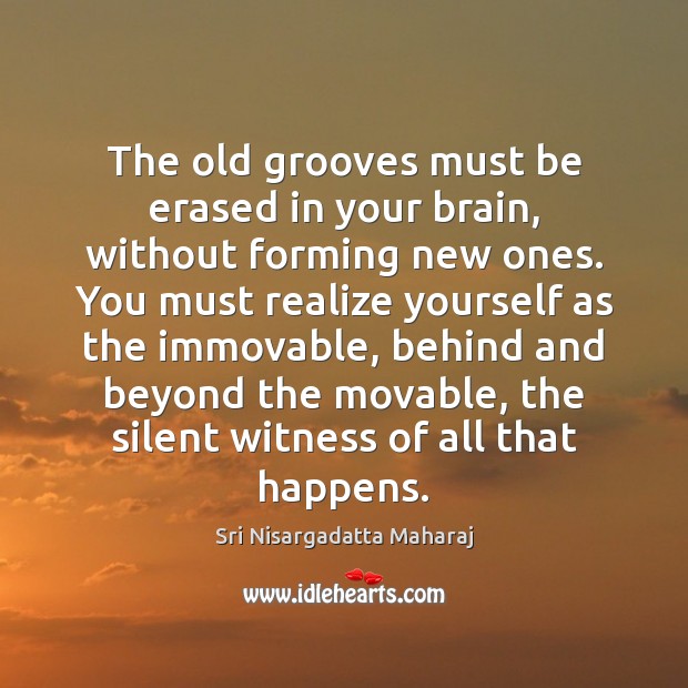 The old grooves must be erased in your brain, without forming new Sri Nisargadatta Maharaj Picture Quote
