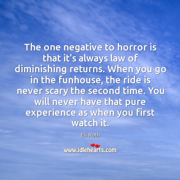 The one negative to horror is that it’s always law of diminishing Eli Roth Picture Quote