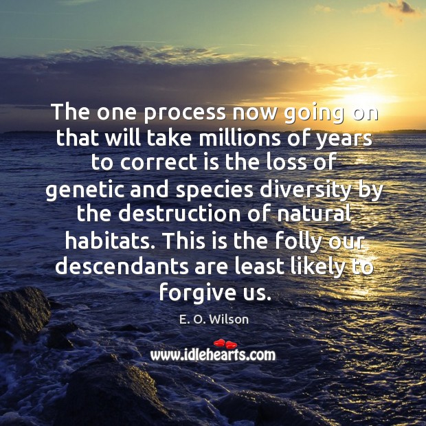 The one process now going on that will take millions of years to correct is the loss E. O. Wilson Picture Quote