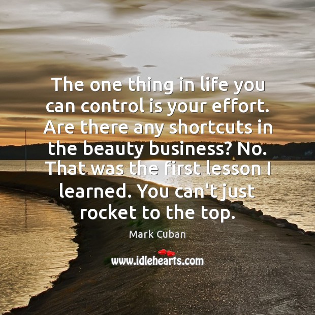The one thing in life you can control is your effort. Are Mark Cuban Picture Quote