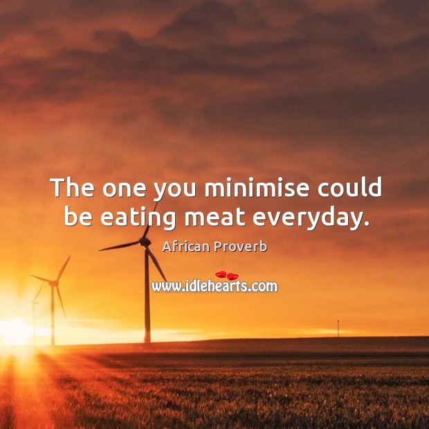 The one you minimise could be eating meat everyday. African Proverbs Image