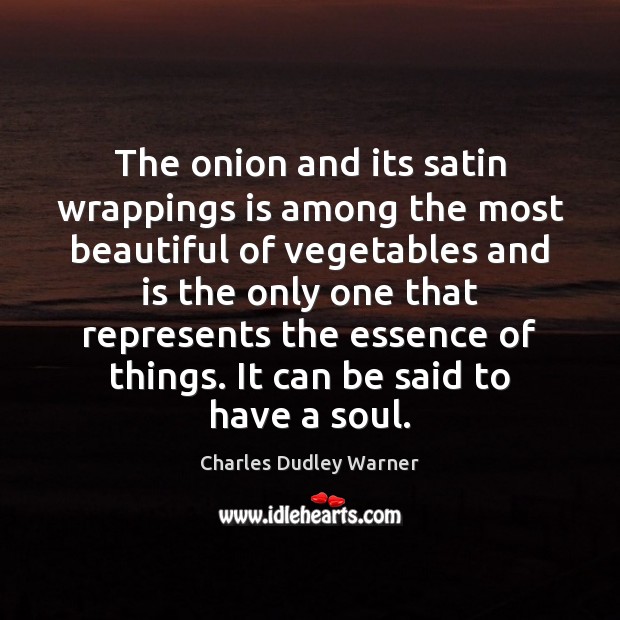 The onion and its satin wrappings is among the most beautiful of Charles Dudley Warner Picture Quote