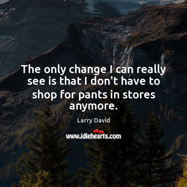 The only change I can really see is that I don’t have to shop for pants in stores anymore. Larry David Picture Quote