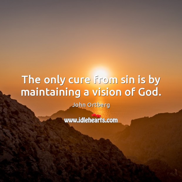 The only cure from sin is by maintaining a vision of God. John Ortberg Picture Quote