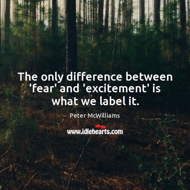 The only difference between ‘fear’ and ‘excitement’ is what we label it. Peter McWilliams Picture Quote