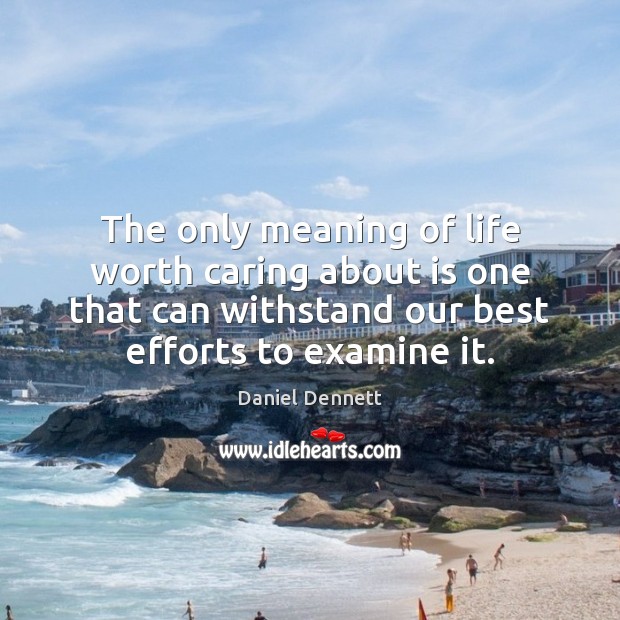 The only meaning of life worth caring about is one that can Daniel Dennett Picture Quote