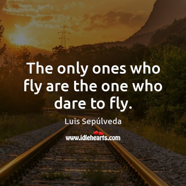 The only ones who fly are the one who dare to fly. Luis Sepúlveda Picture Quote