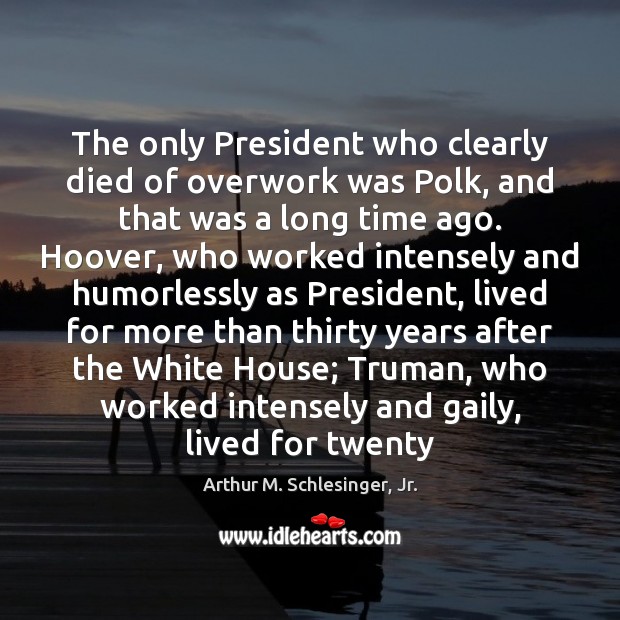 The only President who clearly died of overwork was Polk, and that Arthur M. Schlesinger, Jr. Picture Quote