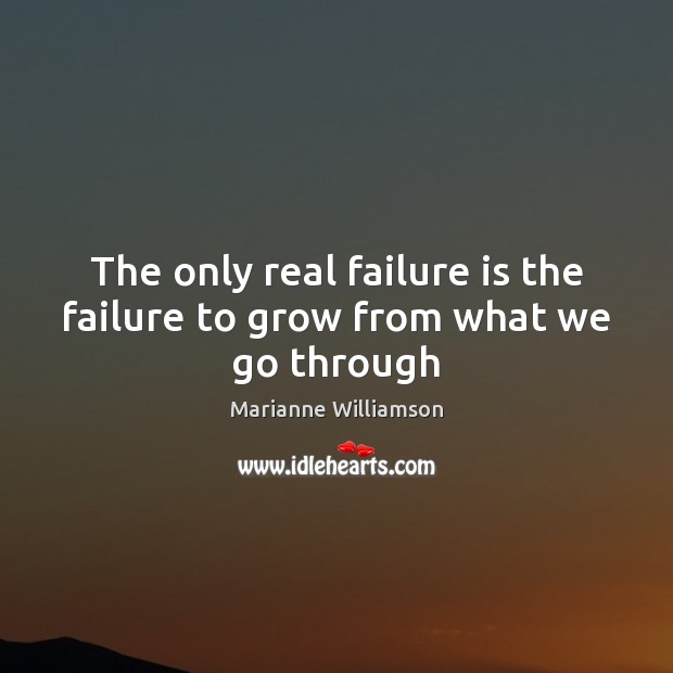 The only real failure is the failure to grow from what we go through Marianne Williamson Picture Quote