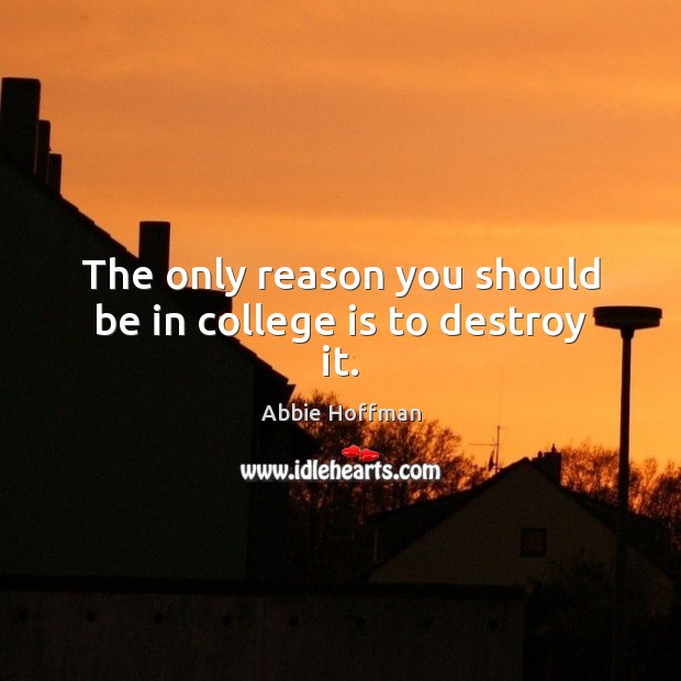 The only reason you should be in college is to destroy it. College Quotes Image