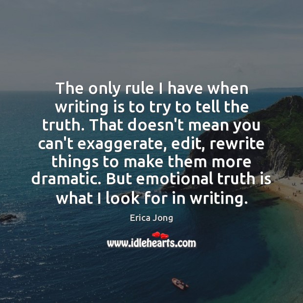The only rule I have when writing is to try to tell Erica Jong Picture Quote