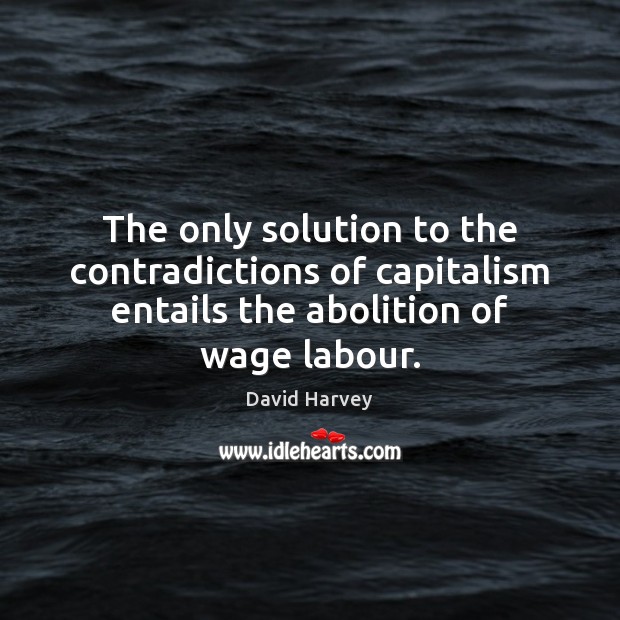 The only solution to the contradictions of capitalism entails the abolition of David Harvey Picture Quote