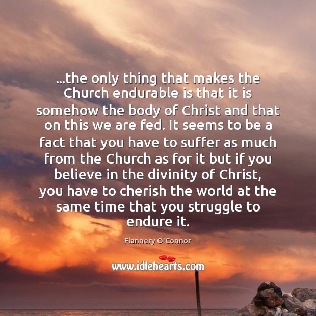 …the only thing that makes the Church endurable is that it is Flannery O’Connor Picture Quote
