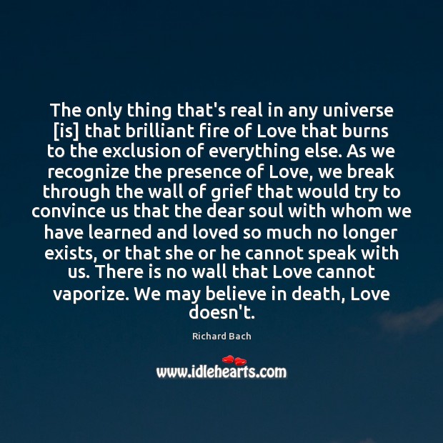 The only thing that’s real in any universe [is] that brilliant fire Richard Bach Picture Quote