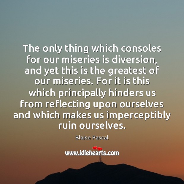 The only thing which consoles for our miseries is diversion, and yet Image