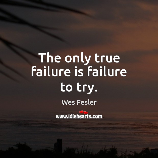 The only true failure is failure to try. Wes Fesler Picture Quote