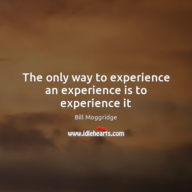 The only way to experience an experience is to experience it Bill Moggridge Picture Quote