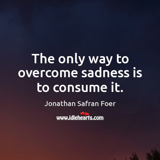 The only way to overcome sadness is to consume it. Jonathan Safran Foer Picture Quote