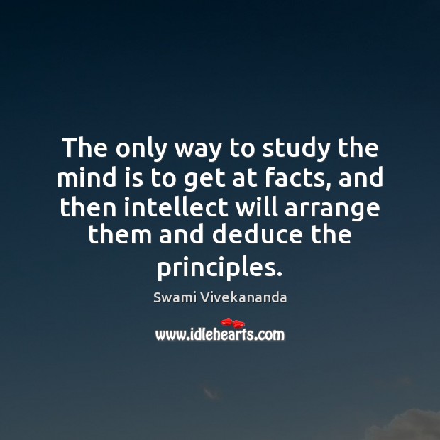 The only way to study the mind is to get at facts, Swami Vivekananda Picture Quote
