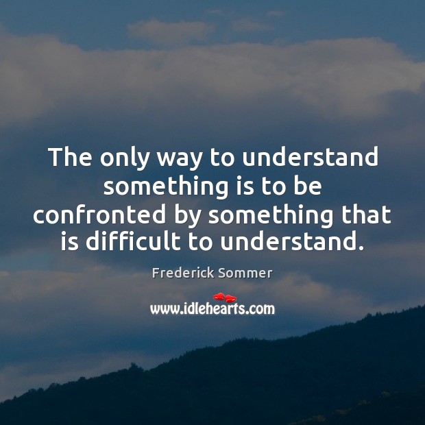 The only way to understand something is to be confronted by something Frederick Sommer Picture Quote