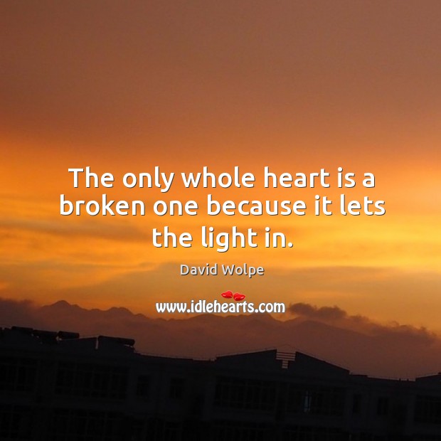 The only whole heart is a broken one because it lets the light in. David Wolpe Picture Quote