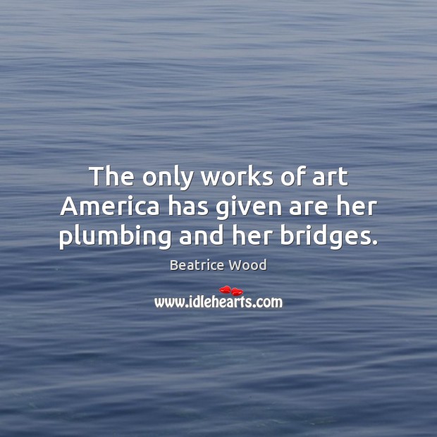 The only works of art America has given are her plumbing and her bridges. Image