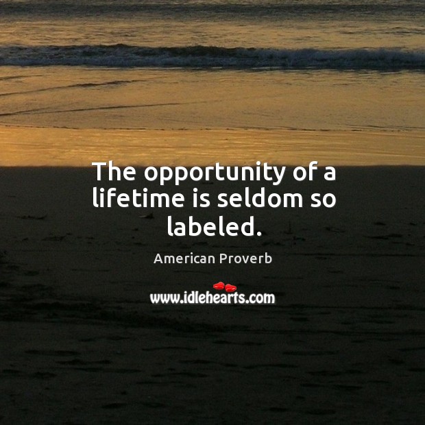 The opportunity of a lifetime is seldom so labeled. American Proverbs Image