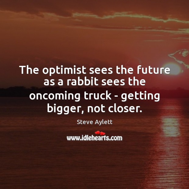 The optimist sees the future as a rabbit sees the oncoming truck Steve Aylett Picture Quote
