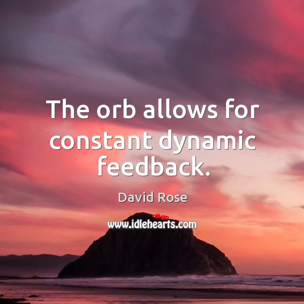 The orb allows for constant dynamic feedback. David Rose Picture Quote
