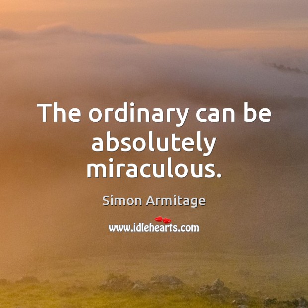 The ordinary can be absolutely miraculous. Image