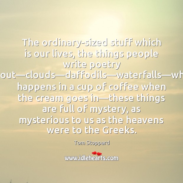 The ordinary-sized stuff which is our lives, the things people write poetry Tom Stoppard Picture Quote
