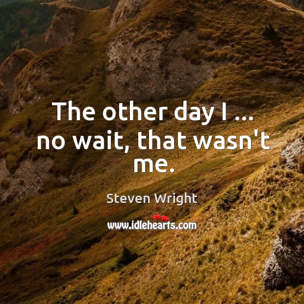 The other day I … no wait, that wasn’t me. Steven Wright Picture Quote