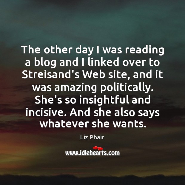 The other day I was reading a blog and I linked over Liz Phair Picture Quote